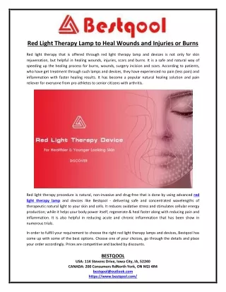 Red Light Therapy Lamp to Heal Wounds and Injuries or Burns