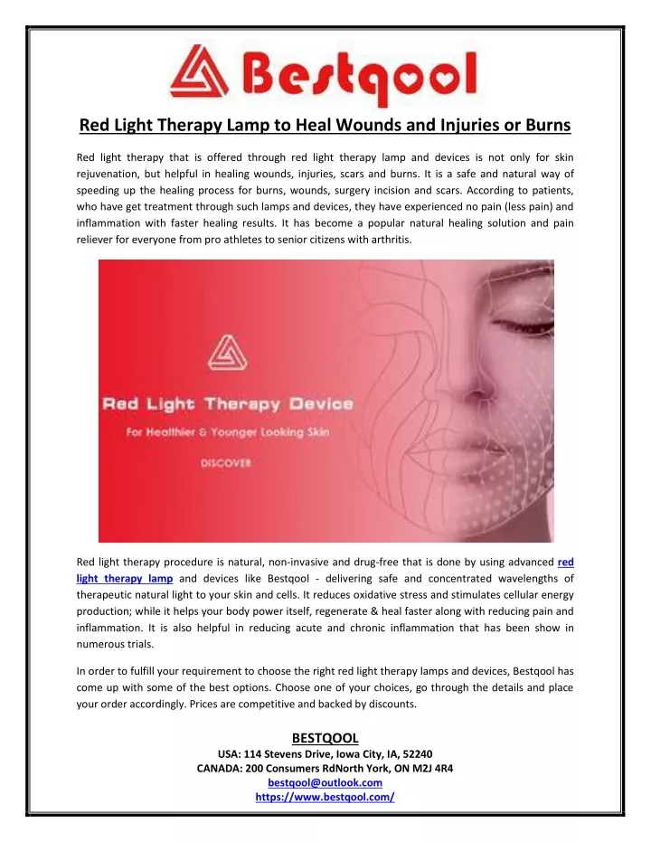 red light therapy lamp to heal wounds