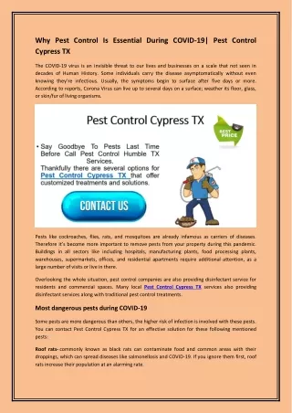 why pest control is essential during covid