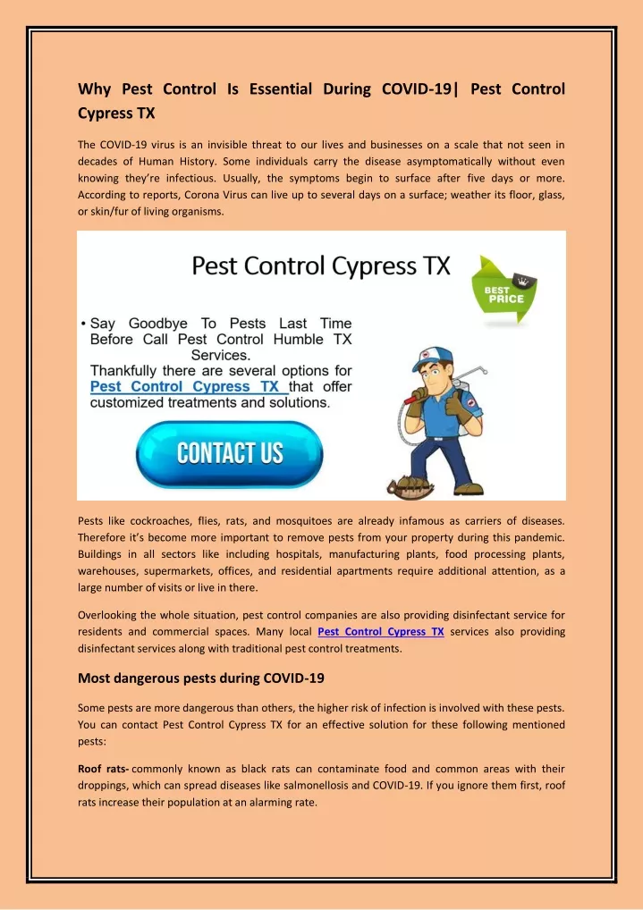 why pest control is essential during covid