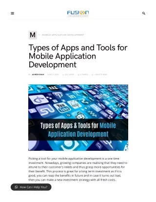 Types of Apps and Tools for Mobile Application Development