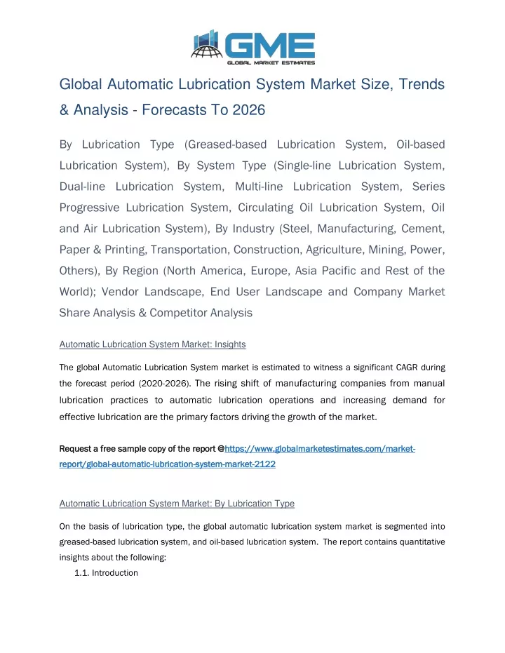 global automatic lubrication system market size