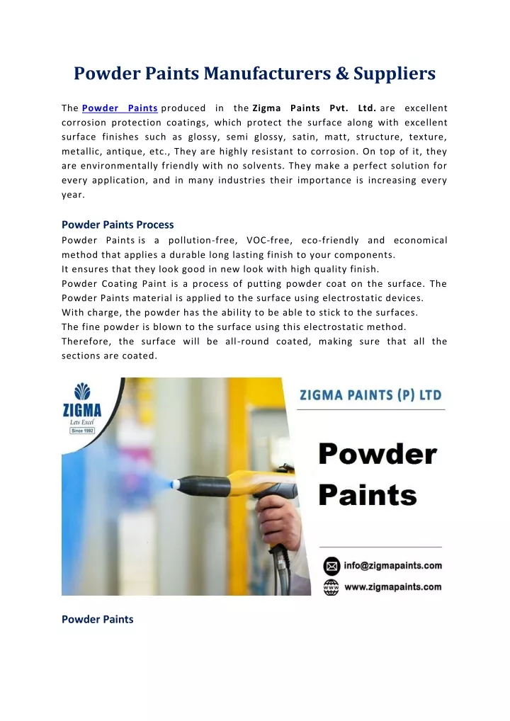 powder paints manufacturers suppliers