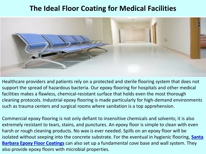 the ideal floor coating for medical facilities