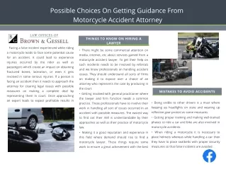Possible Choices On Getting Guidance From Motorcycle Accident Attorney