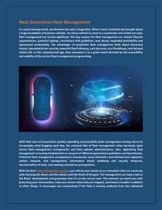 next generation fleet management