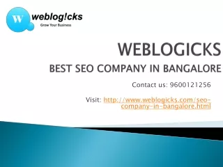 SEO Company in Bangalore- Top Web Developers - weblogicks.com