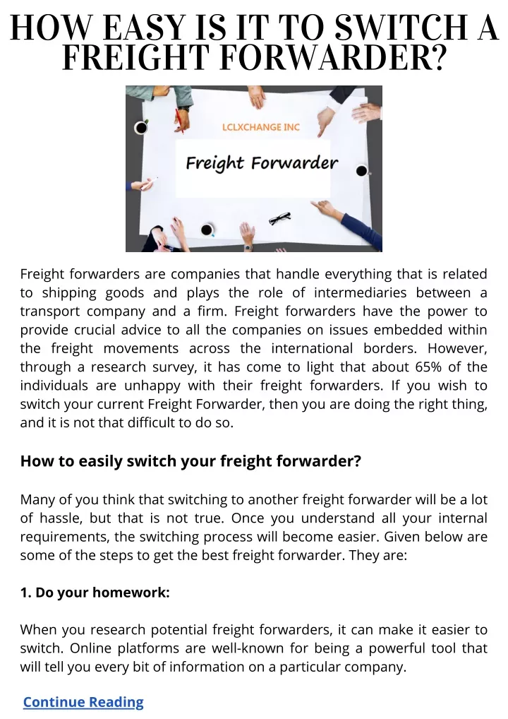 how easy is it to switch a freight forwarder