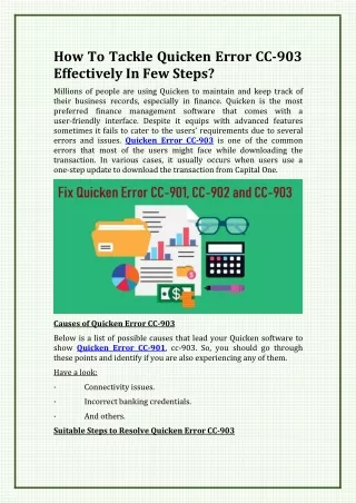 how to tackle quicken error cc 903 effectively