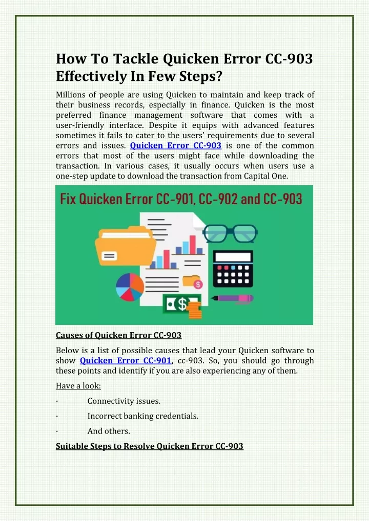 how to tackle quicken error cc 903 effectively