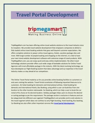 travel portal development