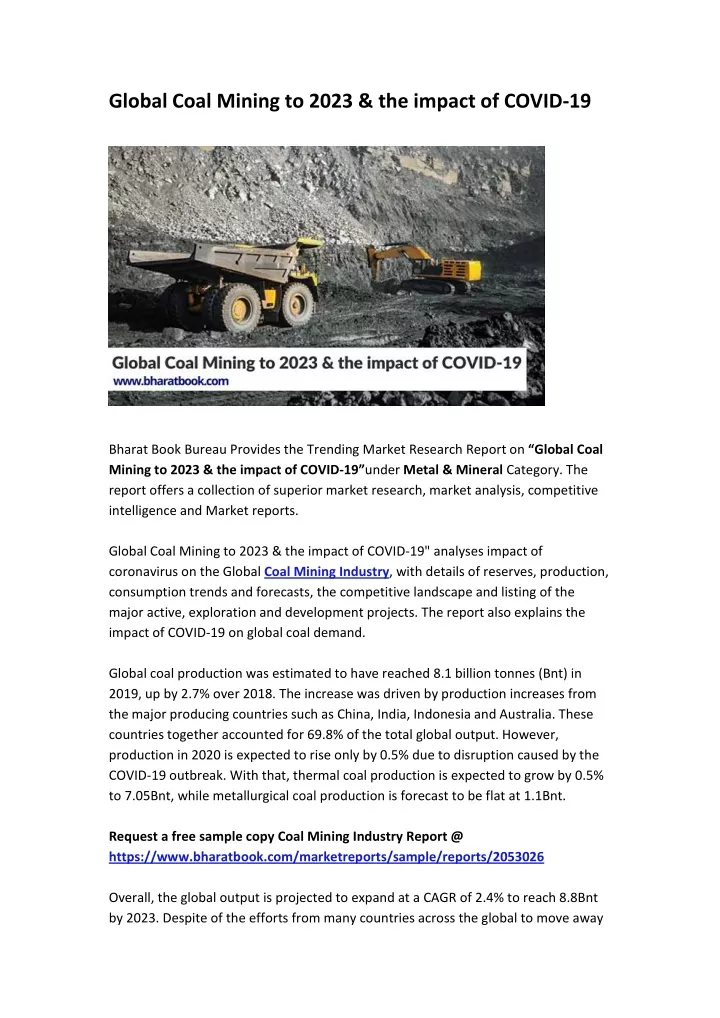 global coal mining to 2023 the impact of covid 19