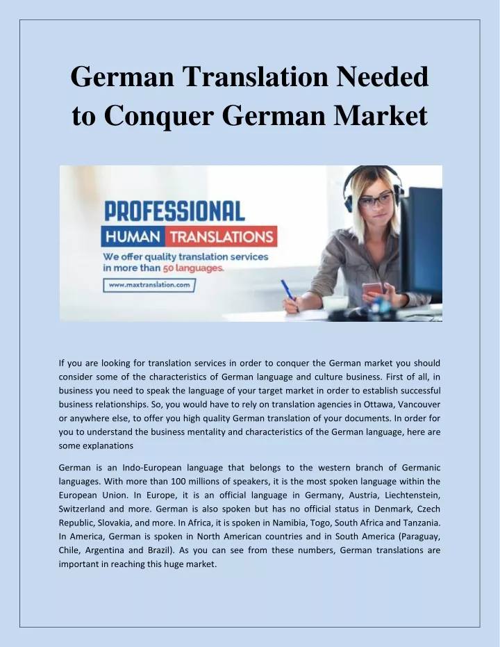 german translation needed to conquer german market