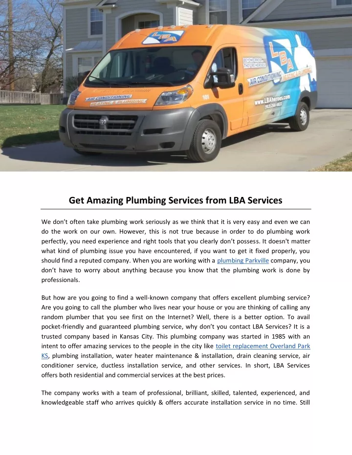 get amazing plumbing services from lba services