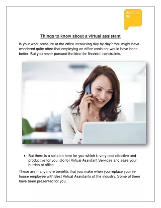 Things to know about a virtual assistant