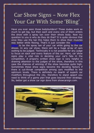 Car Show Signs – Now Flex Your Car With Some ‘Bling’