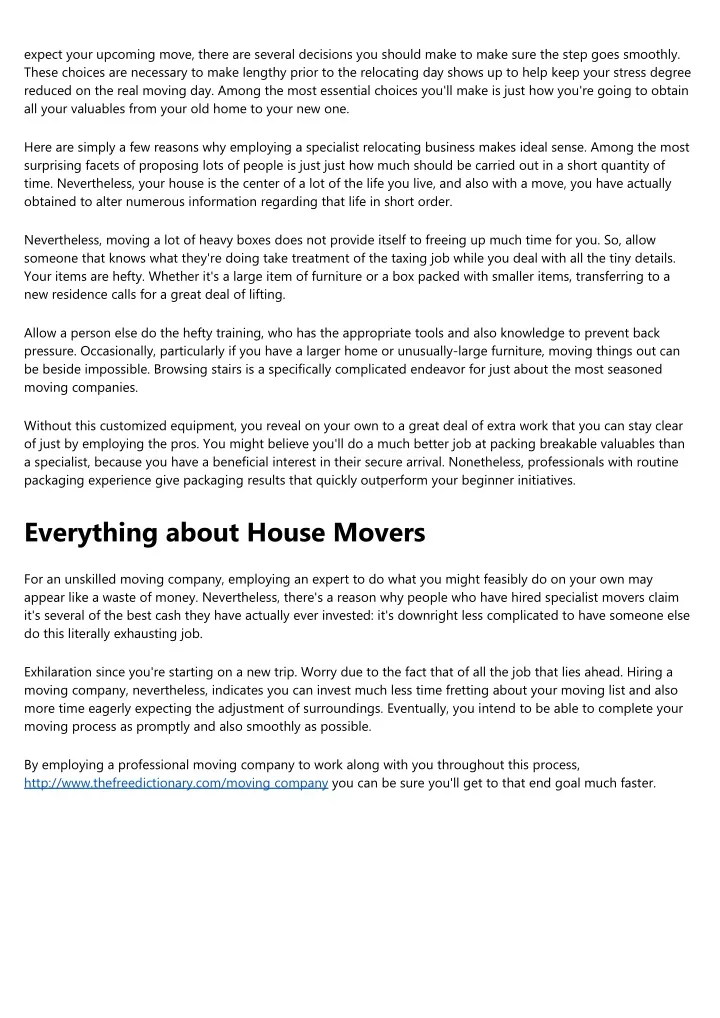 expect your upcoming move there are several