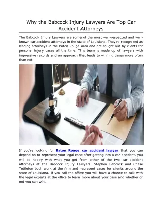 Why the Babcock Injury Lawyers Are Top Car Accident Attorneys