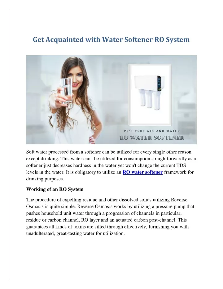 get acquainted with water softener ro system