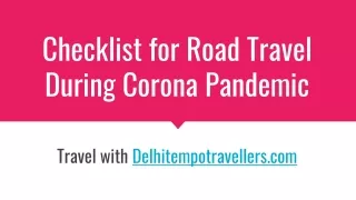checklist for road travel during corona pandemic