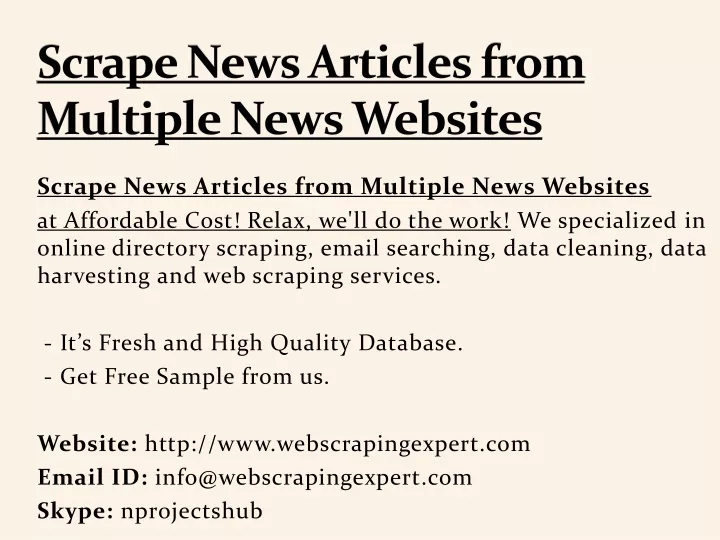 scrape news articles from multiple news websites
