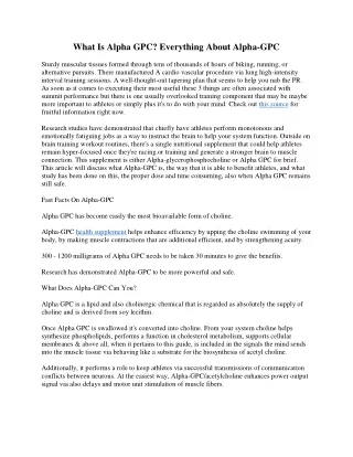 what is alpha gpc everything about alpha gpc