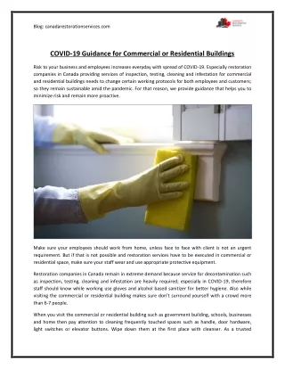 COVID-19 Guidance for Commercial or Residential Buildings