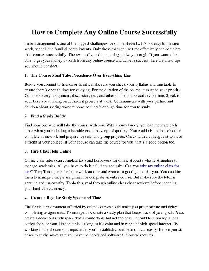 how to complete any online course successfully