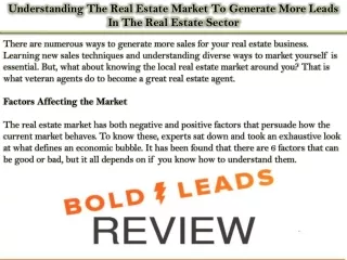 understanding the real estate market to generate
