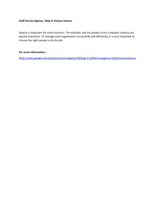 staff service agency help in various sectors