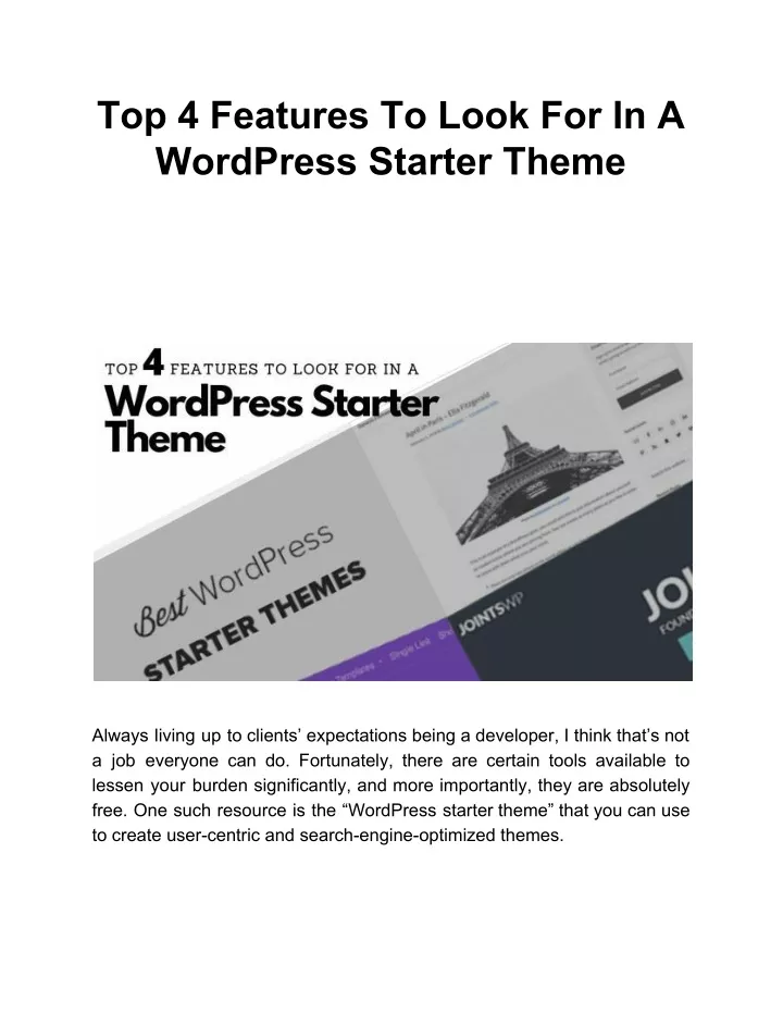 top 4 features to look for in a wordpress starter