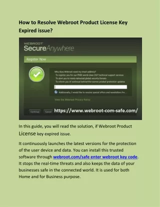 how to resolve webroot product license
