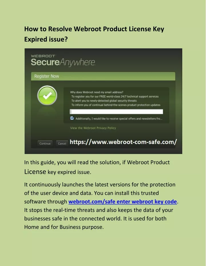 how to resolve webroot product license