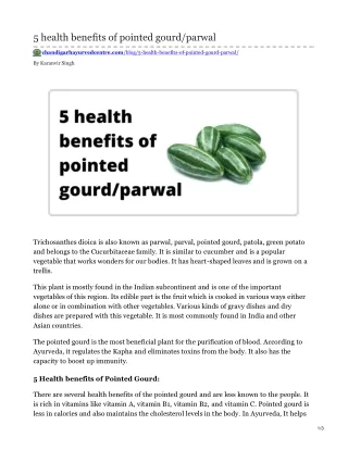 Health benefits of eating parwal