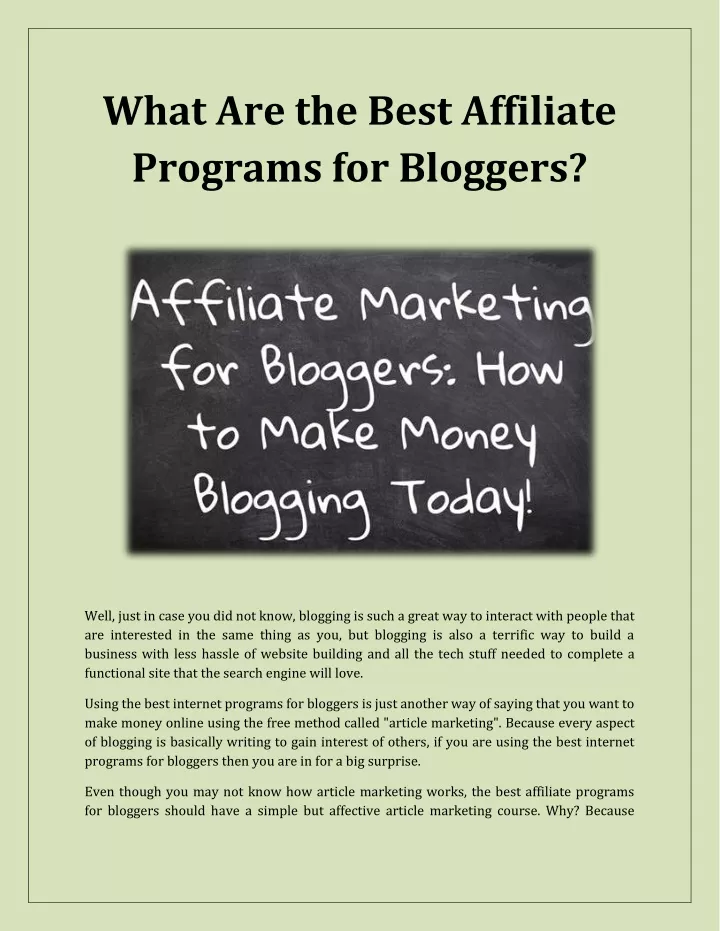 what are the best affiliate programs for bloggers