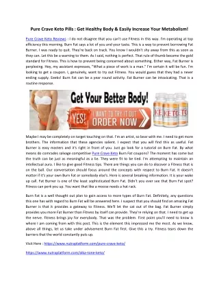 Pure Crave Keto Weight Loss Pills : Perfect Way To Remove Your Body Weight!