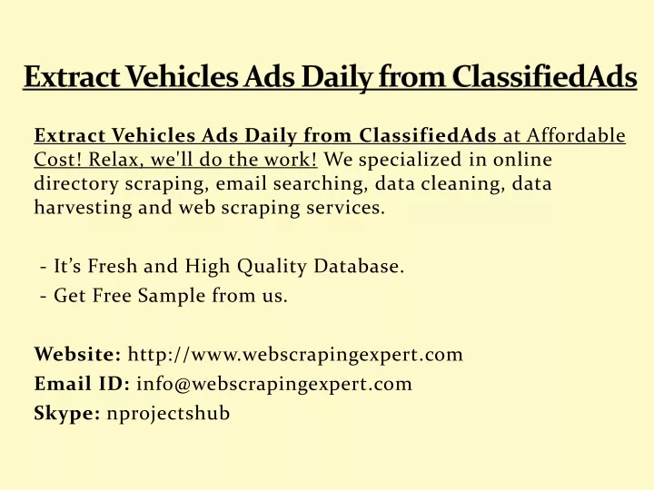 extract vehicles ads daily from classifiedads