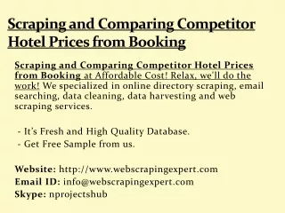 scraping and comparing competitor hotel prices from booking