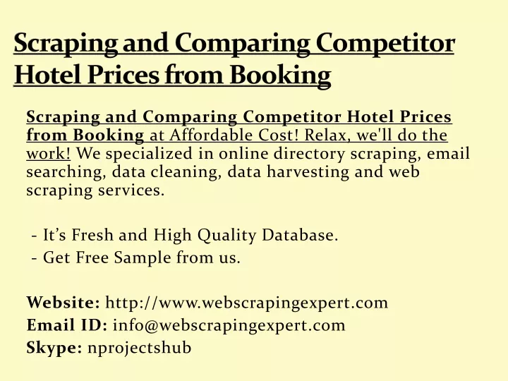 scraping and comparing competitor hotel prices from booking