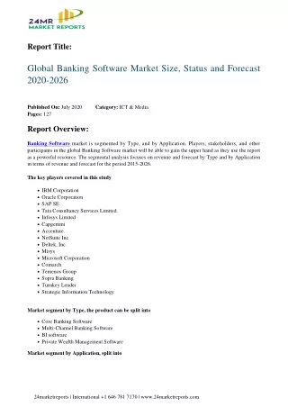 Banking Software Market Size, Status and Forecast 2020-2026