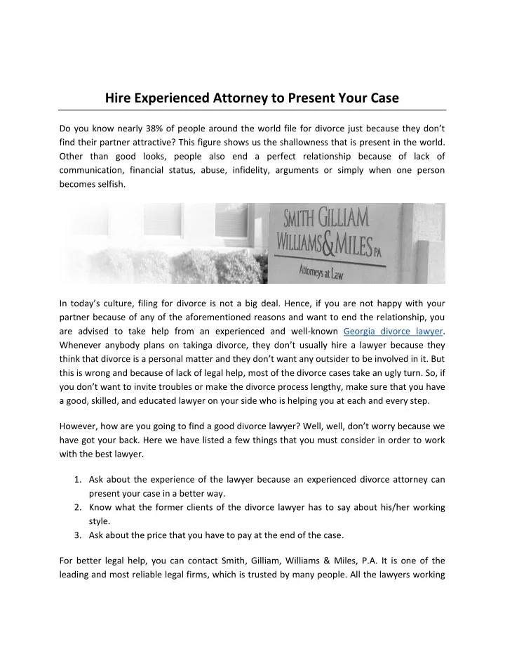hire experienced attorney to present your case
