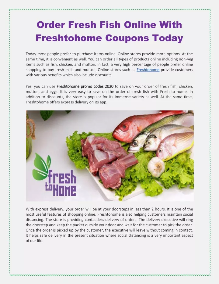 order fresh fish online with freshtohome coupons