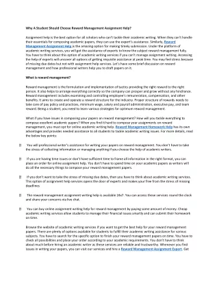 why a student should choose reward management