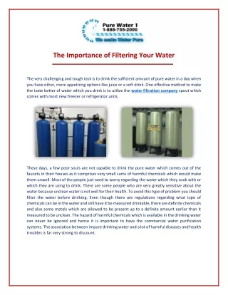 Importance of Water Filtering and Water Filtration Company