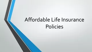 Affordable Life Insurance Policies