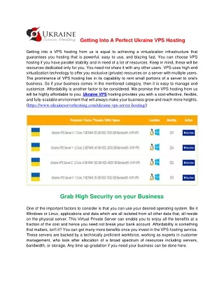 getting into a perfect ukraine vps hosting