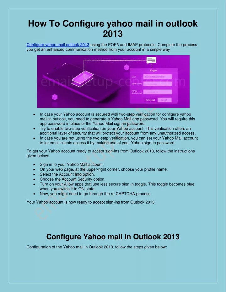 how to configure yahoo mail in outlook 2013