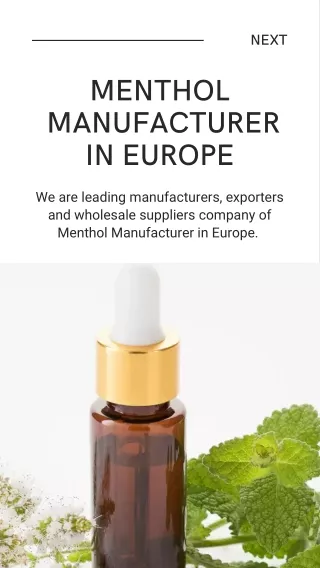Menthol Manufacturer in Europe :: Fine Organics