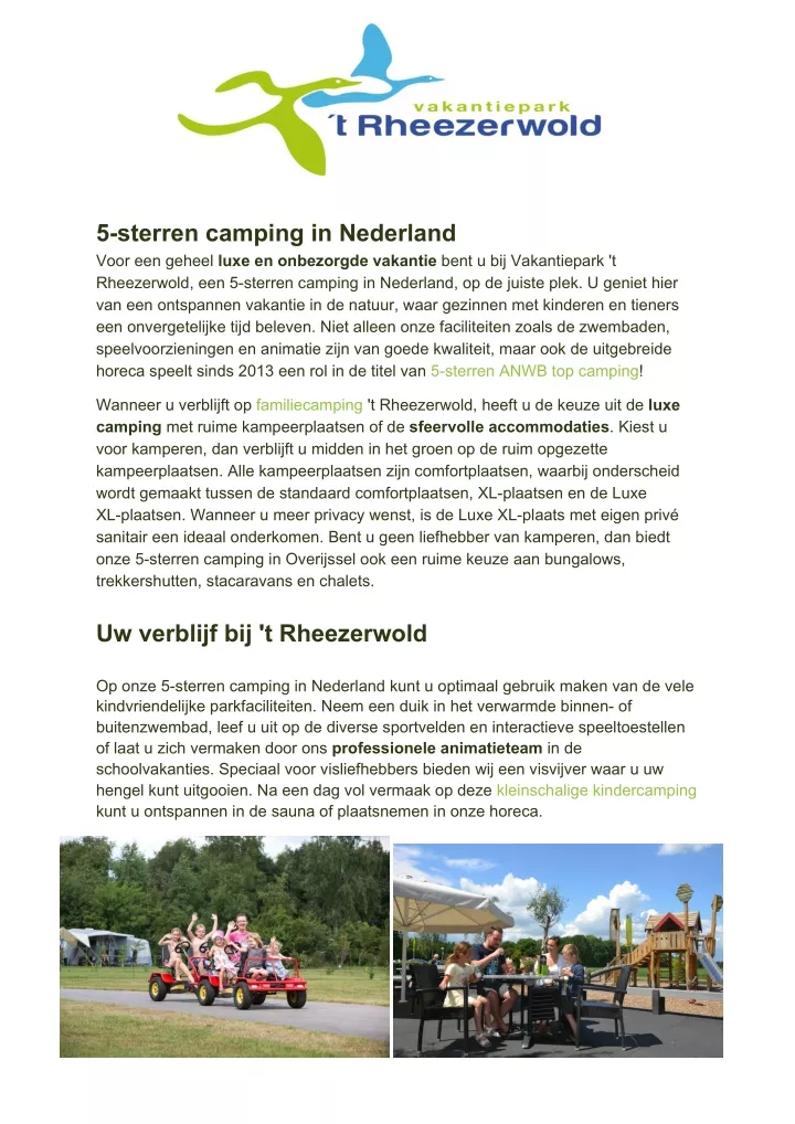 5 sterren camping in nederland voor een geheel