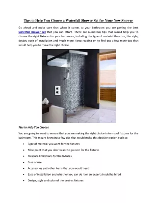 tips to help you choose a waterfall shower